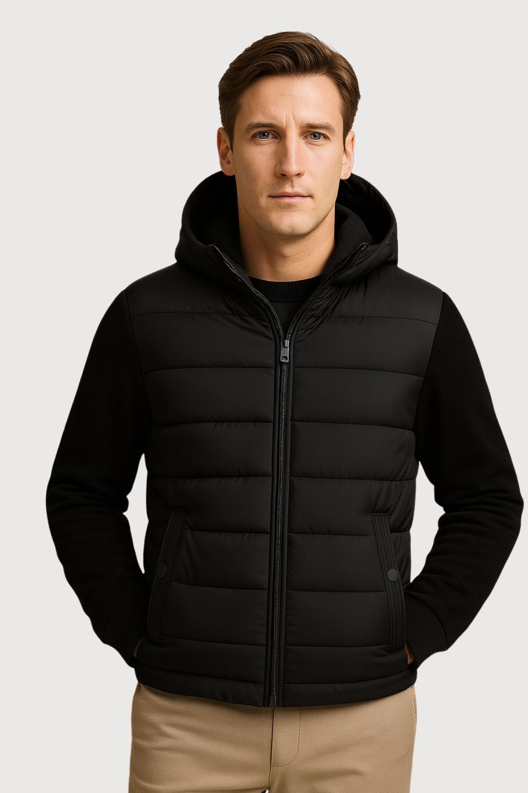 Gequilte Hybrid Hoodie Jas