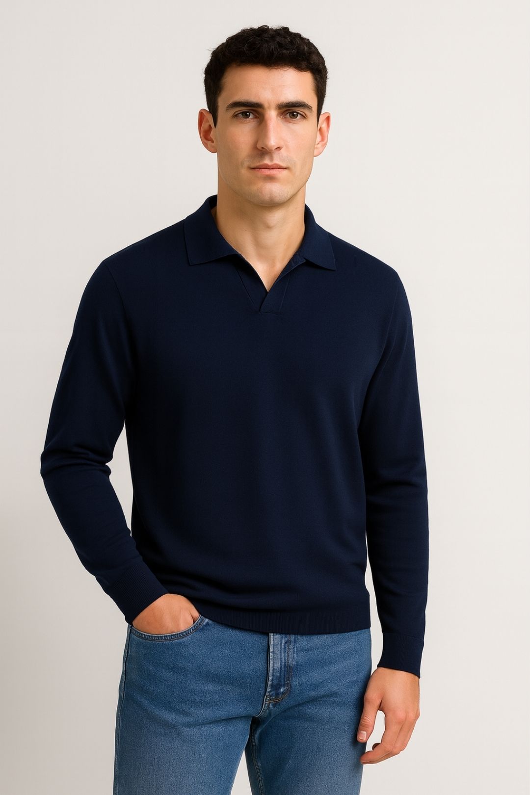 Cashmere-Silk Polo Trui
